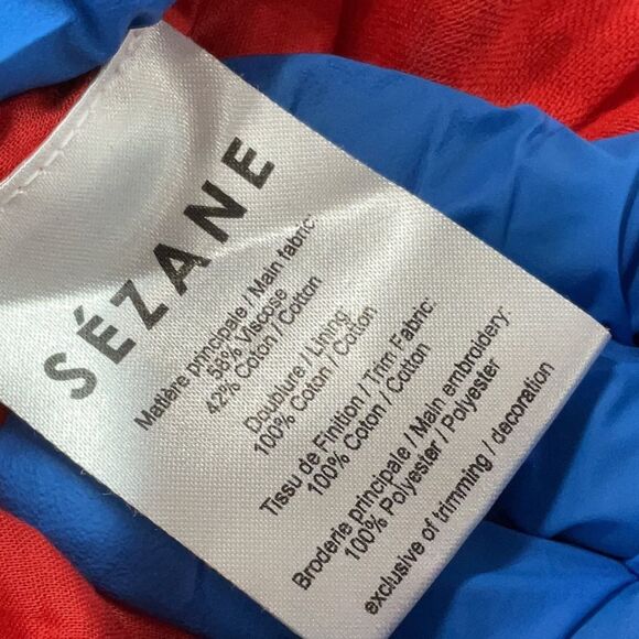 Sézane Bea Blouse Cherry Red Embroidered Sqaure Neckline French Girl Boxy Top - Picture 8 of 10